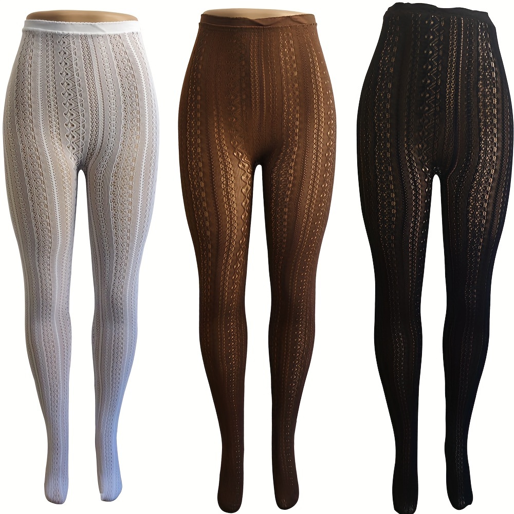 

3 Pairs Fashion Lace Pantyhose Jk Cute White Breathable Adult Jacquard Pantyhose