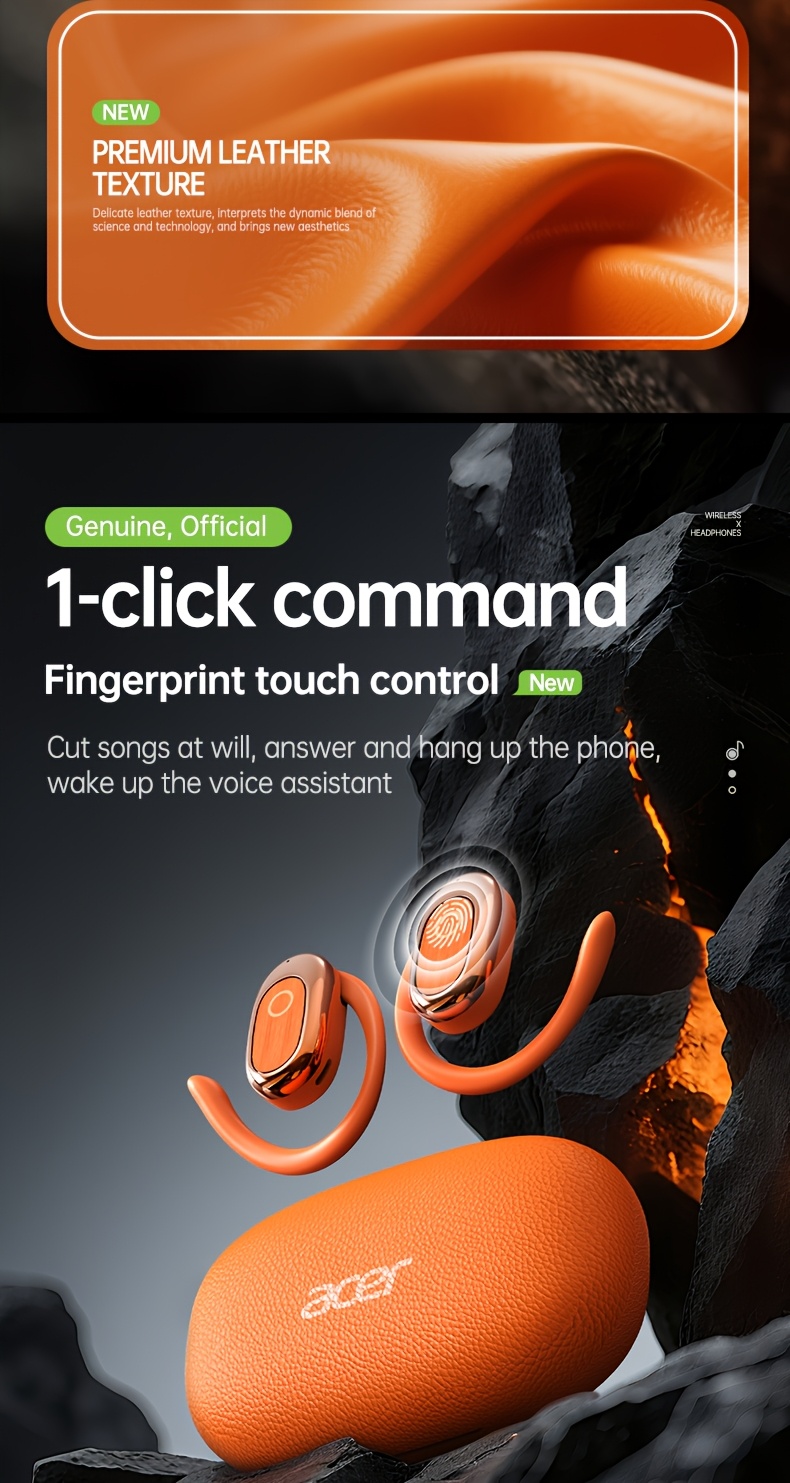 Acer'S Brand New And Authentic Open-Ear Wireless Headphones Feature an Air Conduction Design That Doesn'T Go Inside The Ear, Perfect for Sports, with a Large Battery And Extended Standby Time