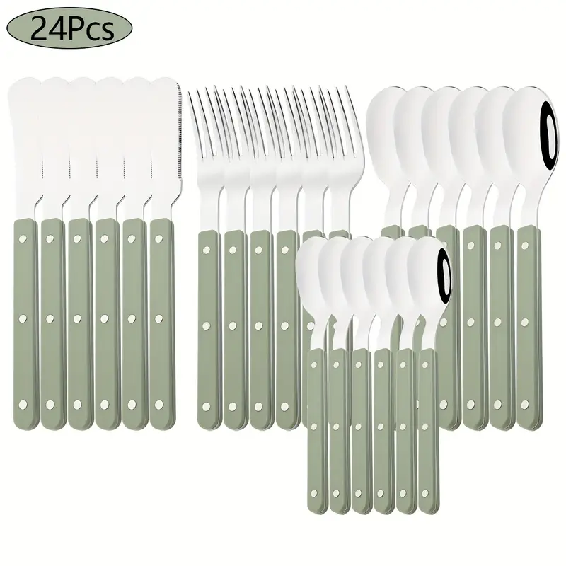 4 16 24pcs acrylic handle tableware set stainless steel tableware dinner knife coffee spoon tableware set suitable for parties weddings festivals restaurants hotels gifts Product details 1