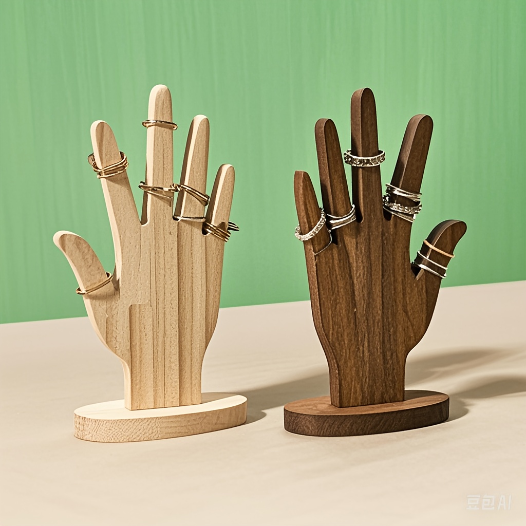

[1pc Wooden Jewelry Stand] 1pc -shaped Jewelry Stand, Detail, Hand Ring & Bracelet Holder Display Rack For Carnival, Thanksgiving, Christmas