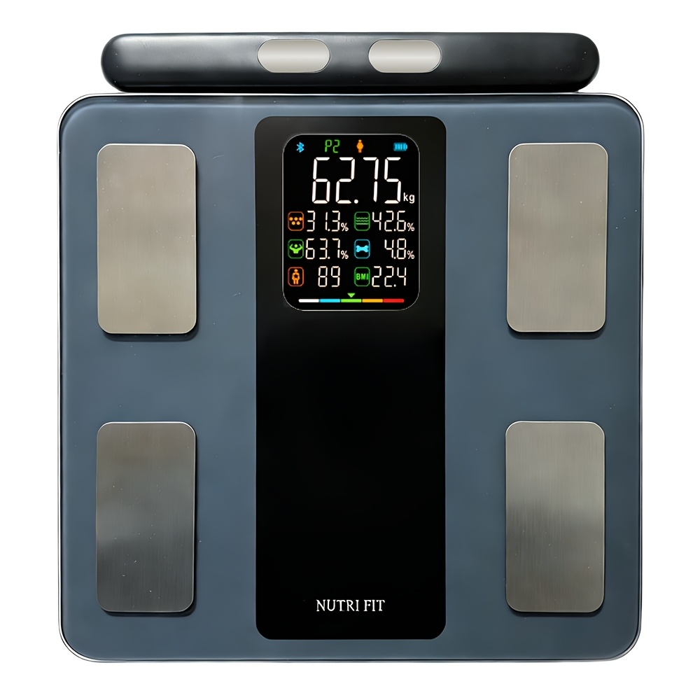 Image of 8-electrode Nurtri Fit 400lb/180kg Capacity Intelligent Electronic Body Scale With Lcd Display, Household Electronic Scale, For Weight Measurement, Suitable For Sports And Fitness, Not Battery