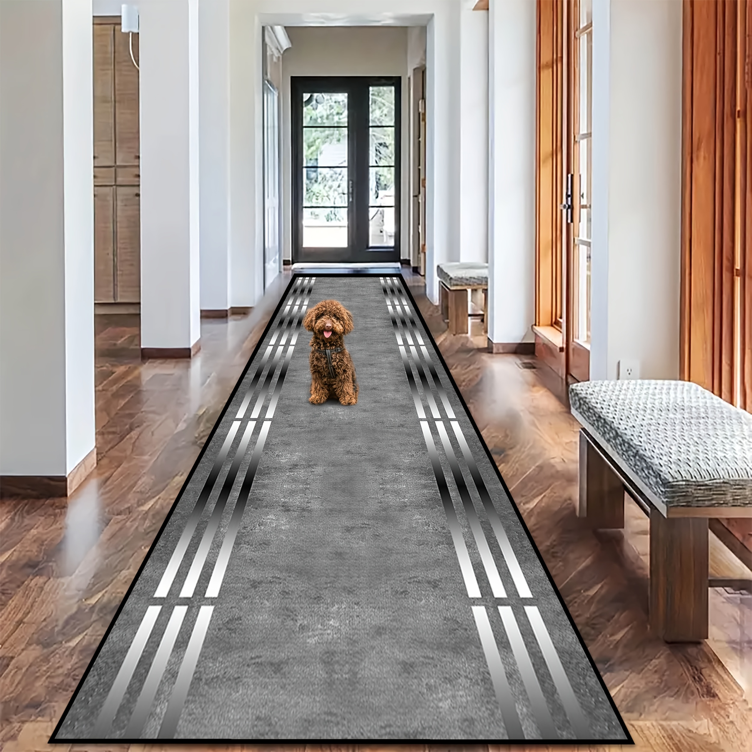 TEMU Sea Shipping [golden Diamond Velvet] 1pc, Modern Gray Anti-slip And Restaurant Carpet, Light Living Room Runner, Hallway Anti-slip Mat, Shower