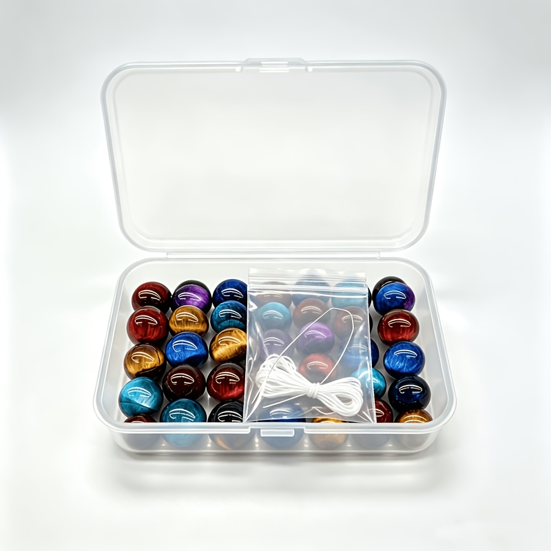 TEMU 103pcs Perles Rondes Œil de Tigre, Perles en Verre, 5 Couleurs de Perles Œil de Tigre Mélange Bracelet Collier Additions de Perles, Kit d'Outils