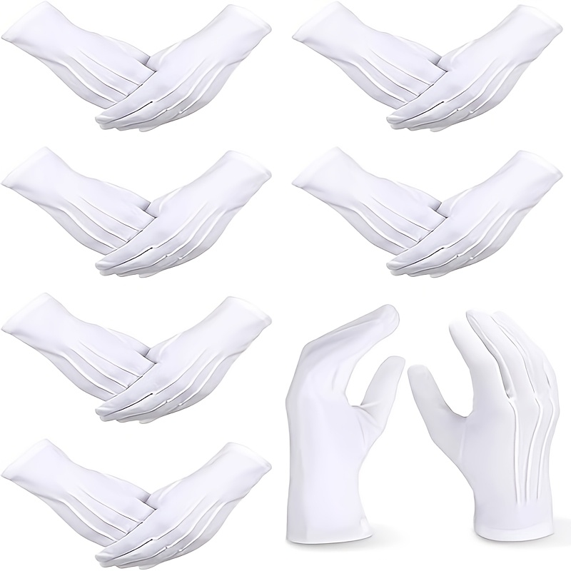 TEMU 6 Pairs White Gloves Uniform Parade Costume Gloves For Police Server Funeral Formal Tuxedo Guard