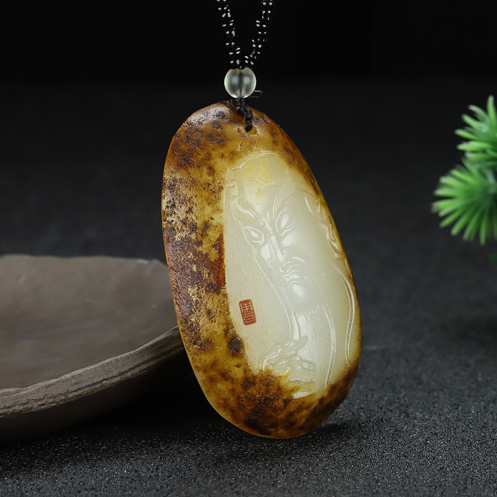 Fashionable Pear-Shaped Half-Cut Stone Pendant Necklace, Unisex