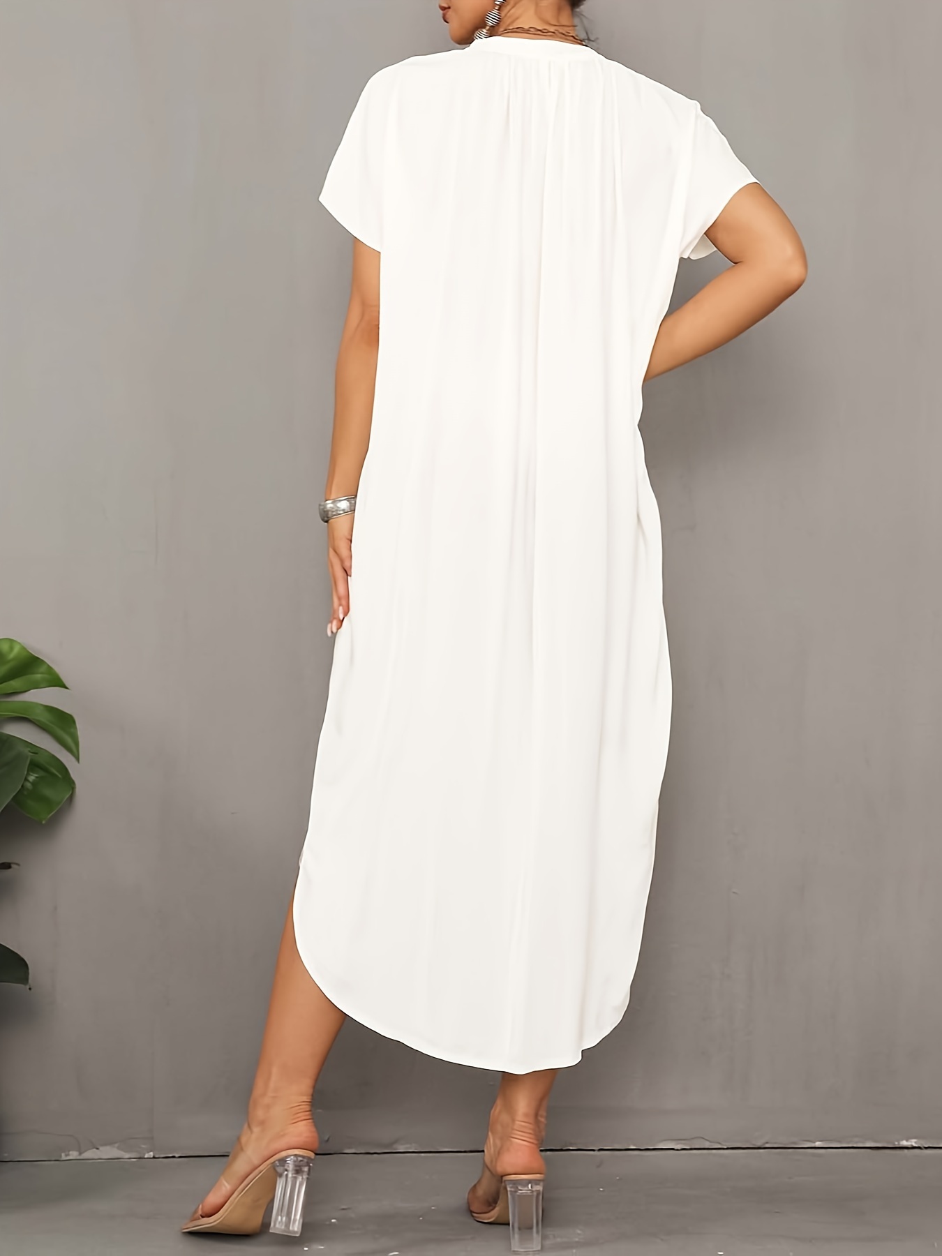 Women Kaftan Dresses Solid Coverup Bathing Suit Cover Ups Bikini Cover Up  with Pocket