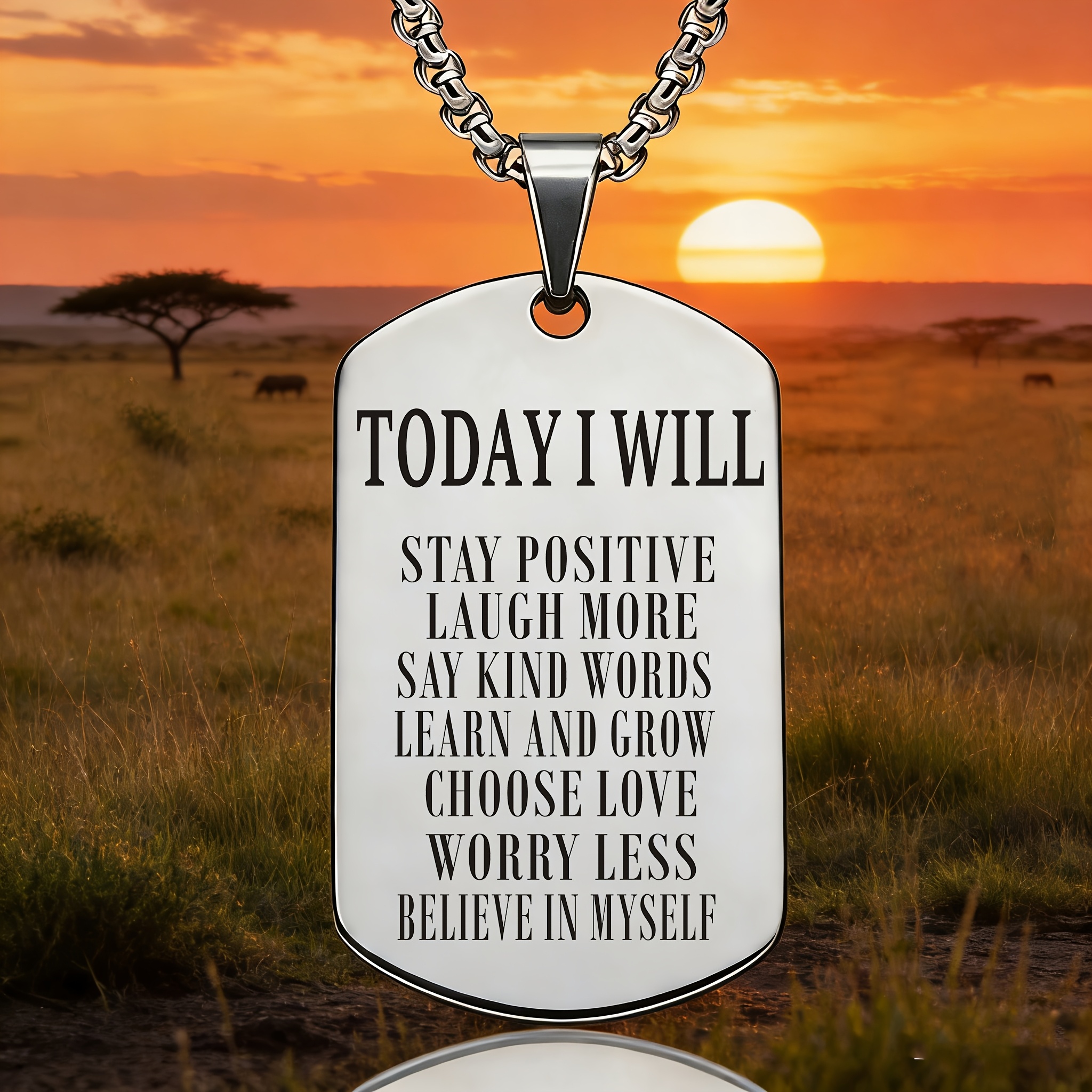 TEMU 1pc, Daily Positive Today I Will 201 Stainless Steel Necklace, Family/professional/self-improvement Gift, For New Year/graduation