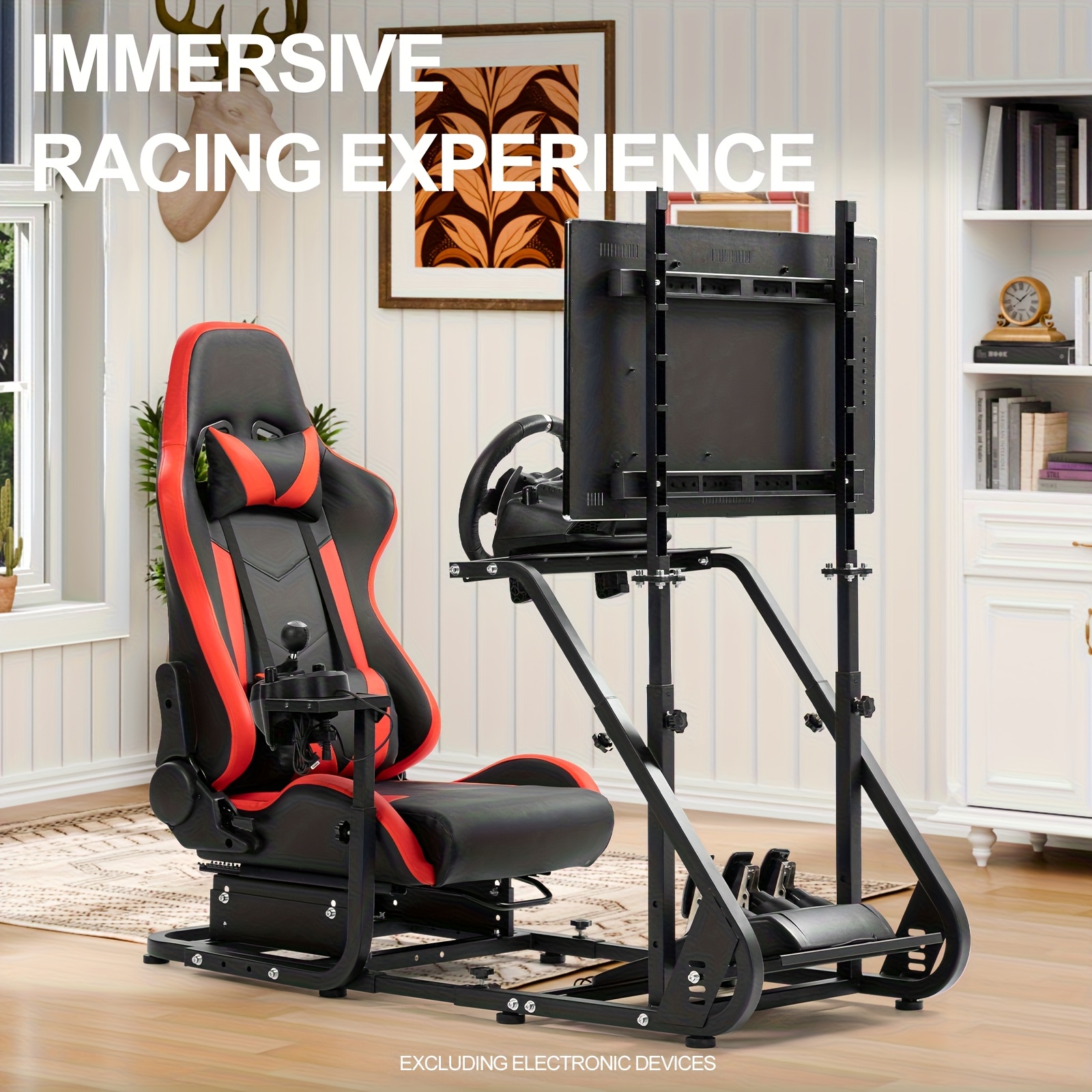 Anman Racing Simulator Roosterpit With Monitor Mount And Gaming Chair, Compatible With Logitech/ G25, G27, G29, , , .