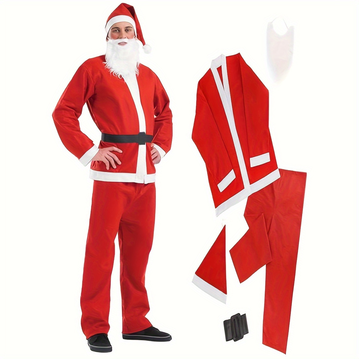 5pcs/6pcs Santa Suit Christmas Santa Claus Costume For Adult Costume Santa Outfit Men's Deluxe Santa Claus Suit