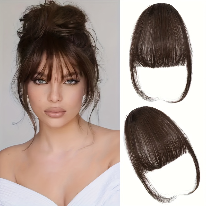 TEMU Clip-on Bangs With Sideburns, Thin Bangs With Hair, One-piece Bangs For Easy Wearing, Women's Wigs, Curved Bangs, Fashionable Women's Wigs, Suitable For Daily And Party Wear