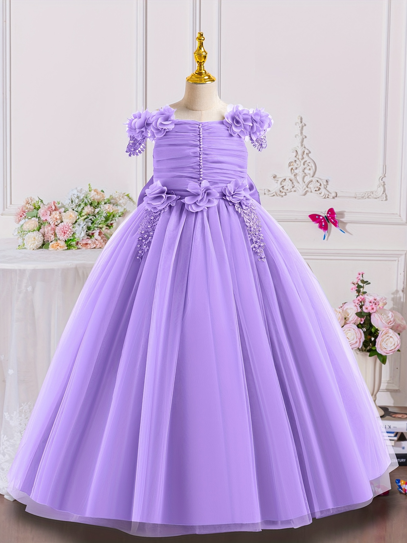 forest petal princess dress floral midi length - Temu Mexico