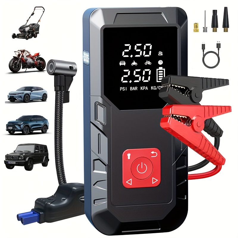 

Jump Starter With Air Compressor: 5000a Power, Household 150psi Tire Inflator, Car Battery Charger, Led Emergency Light, Usb Output For Gas/diesel Vehicles