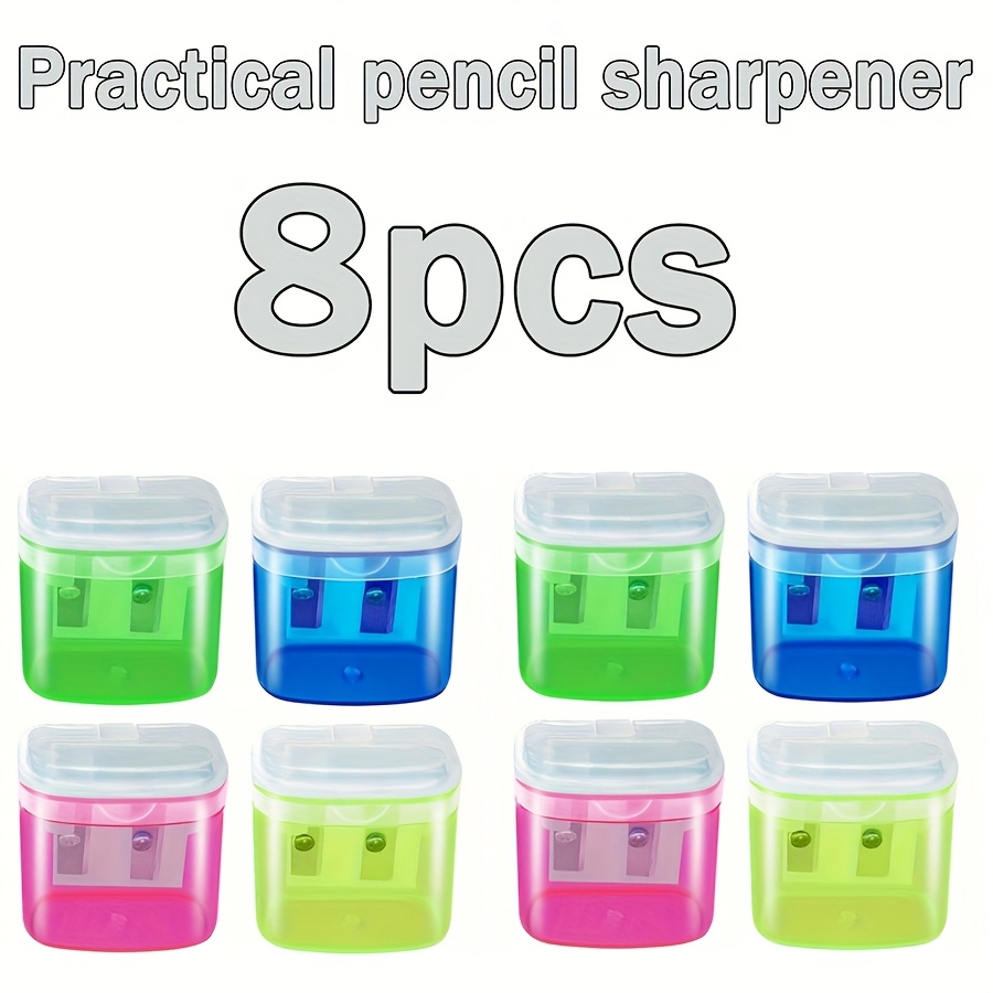 8pcs Of Large Pencil Sharpeners With Transparent Lids, Featuring A Double-bin Design, Made From Specifically For Sharpening Pencils