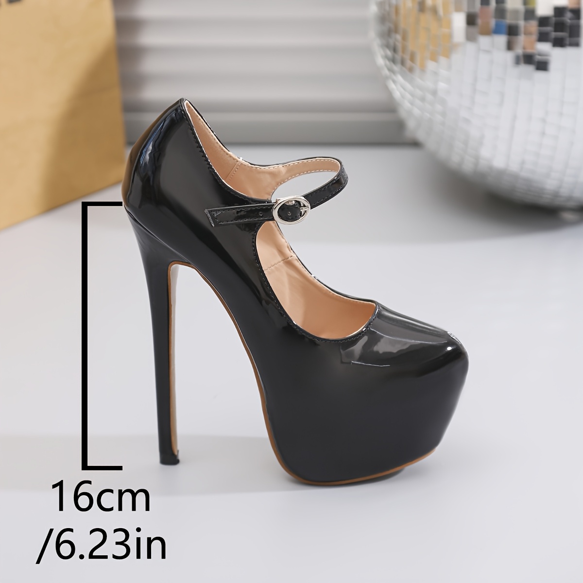 paire escarpins à talons hauts brillants femmes bride Temu