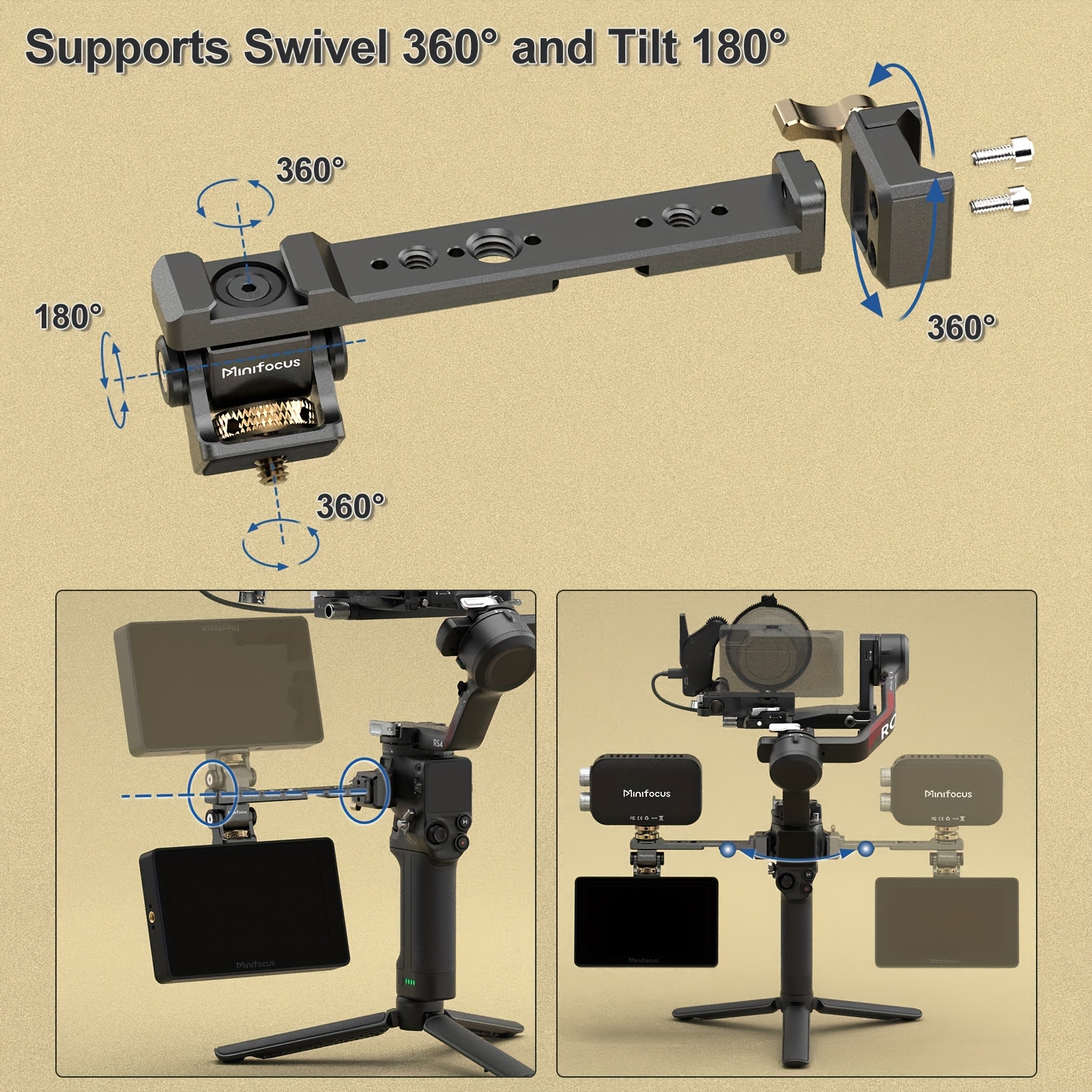 adjustable camera monitor mount   release   clamp cold shoe mount 360 rotatable field gimbal monitor holder for   4 mini       2 rsc 2       3 mini gimbal Product details 3