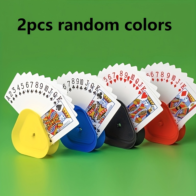 2pcs Plastic Triangular Poker Card Holders With Random Colors, Convenient For Playing Cards And Board Games, Ideal Gift For Christmas, Halloween, And Thanksgiving
