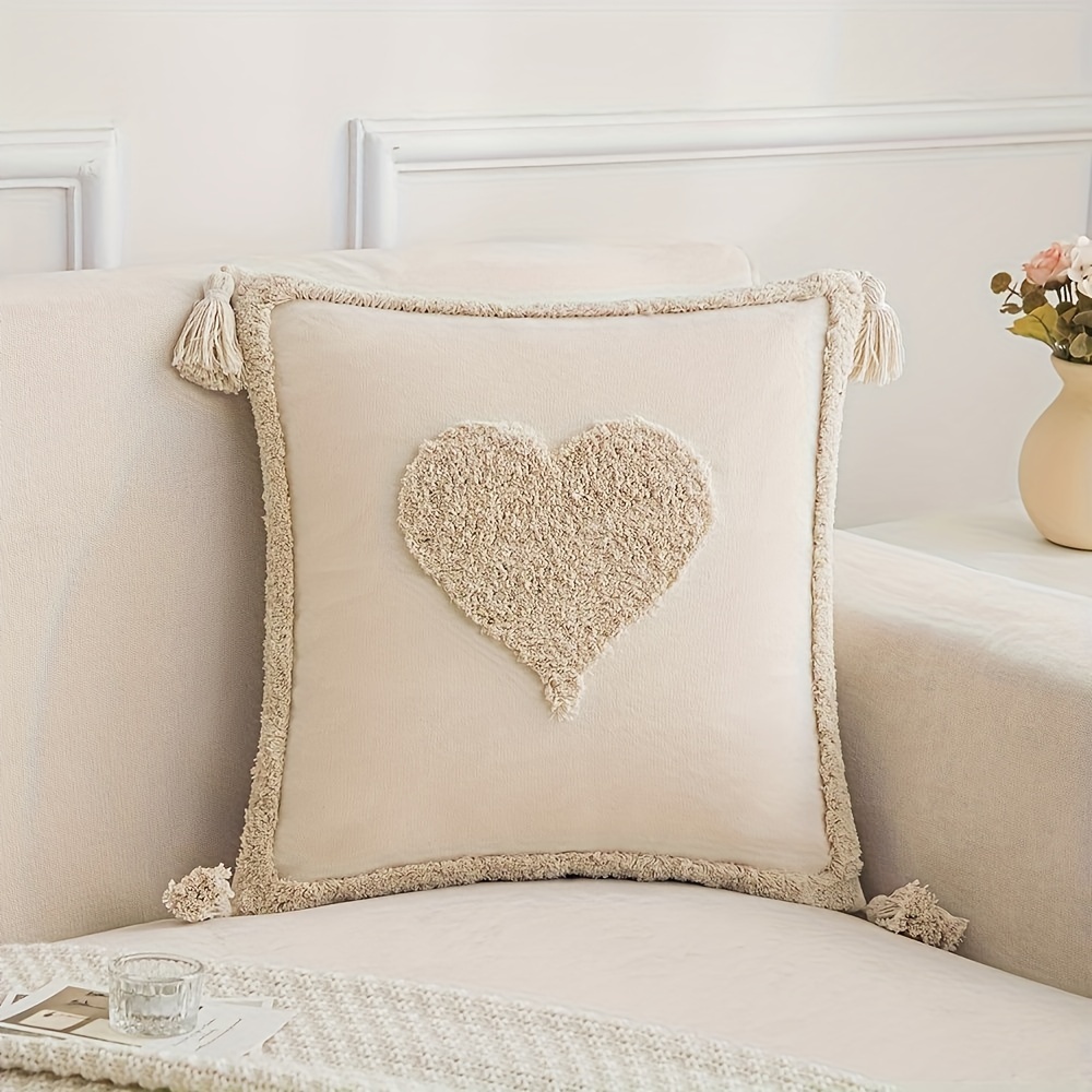 

[4pcs Bohemian Throw Pillow Covers] Bohemian Style Throw Pillow Covers, Hand Washable, Zippered, Woven , Decorative Heart Accent Cushion Cases For Room Types