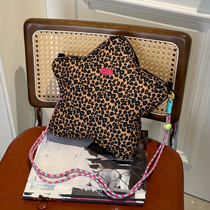 E-shop 25 Leopard Print Star Element Doppel-Schultergurt Einzelner Schulter Crossbody Freizeit Reise Shopping Urlaub Party Rucksack
