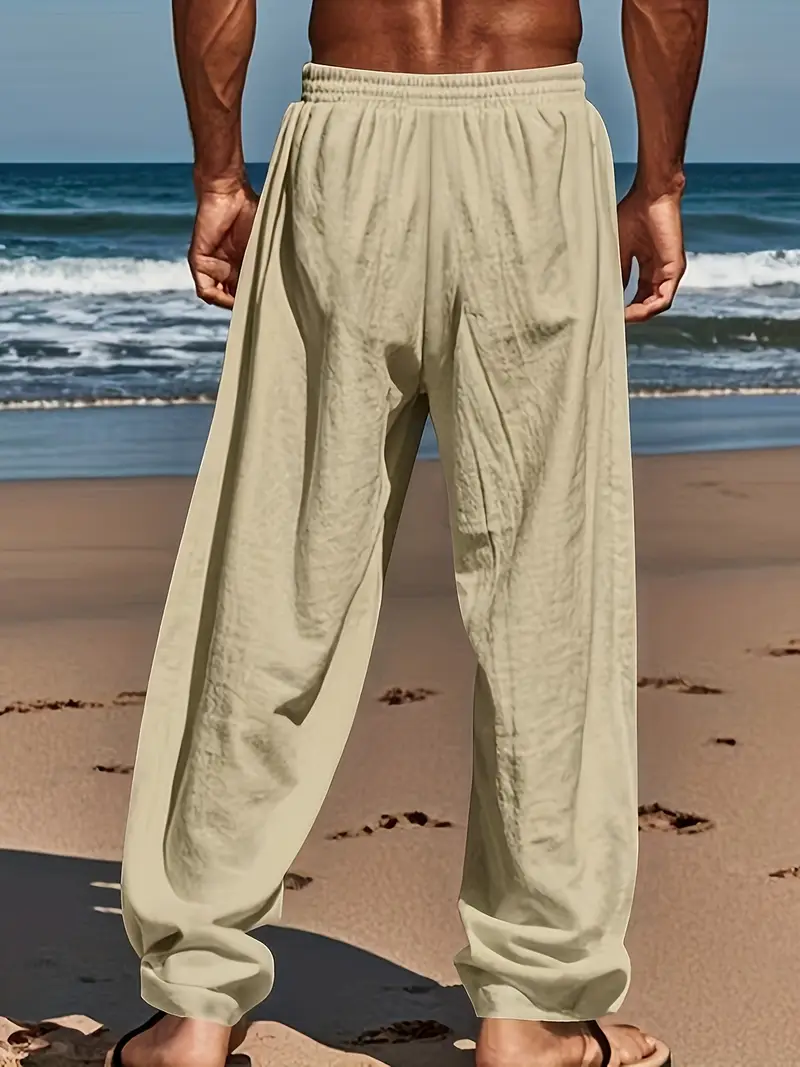 Yutdeng Damesbroek, casual katoen linnen broek, elastische taille, broek met zakken, zomerknoopsluiting, lichtgewicht comfortabele rechte losse broek voor sport en hardlopen, Beige, M Yutdeng Damesbroek, casual katoen linnen broek, elastische taille, broek met zakken, zomerknoopsluiting, lichtgewicht comfortabele rechte losse broek voor sport en hardlopen, Beige, M