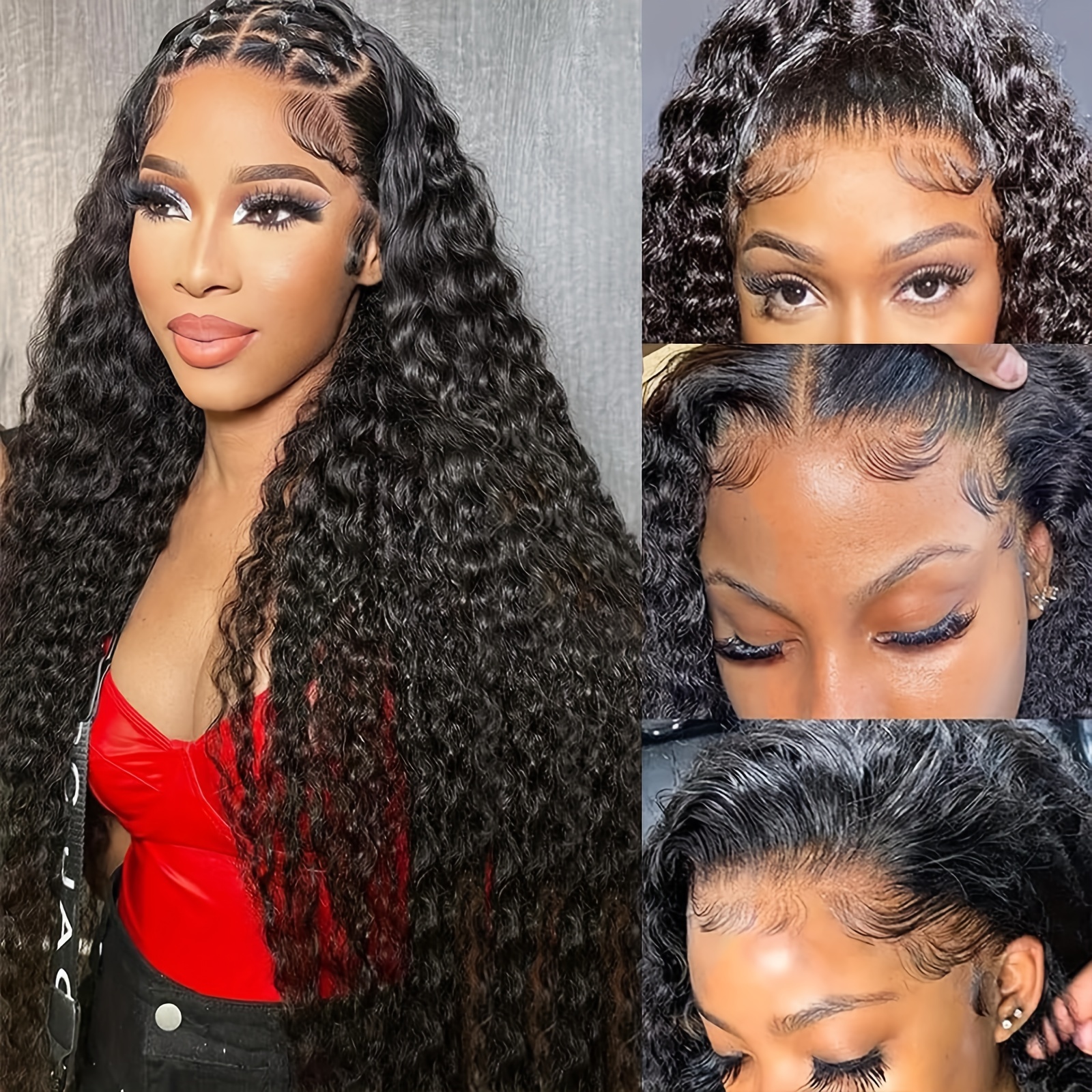 

Synthetic 13*2.5 Lace Front Wigs Black Deep Wave Curly Synthetic Lace Front Wig For Women