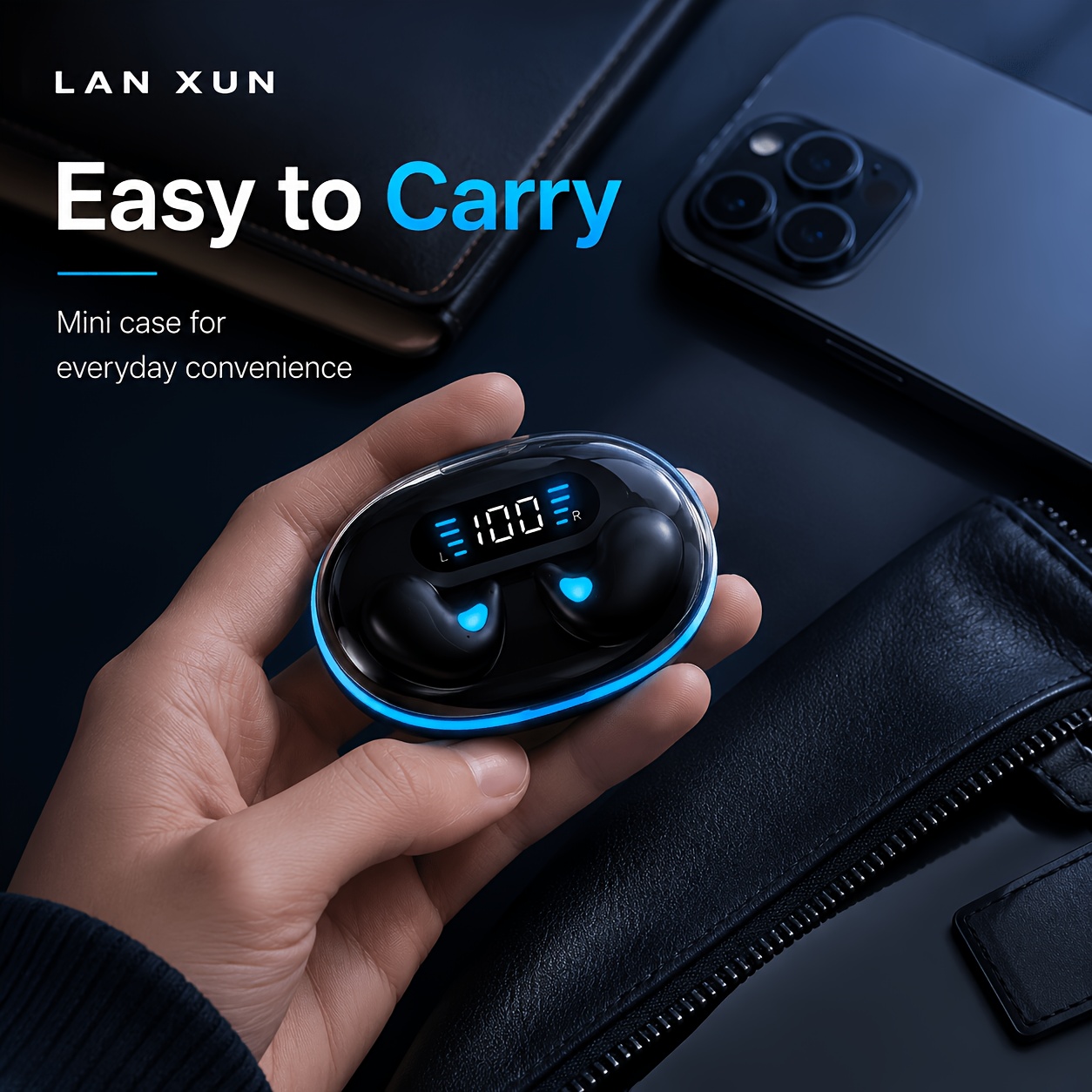 Wireless Earphones, True Wireless Earphones, LED Power Display, with Wireless Charging Box, Anti-Drop Sports Earphones, In-Ear Earphones with Microphone, Suitable for Smartphones, Laptops, Tvs, Computers, Sports, Men And Women Gift.