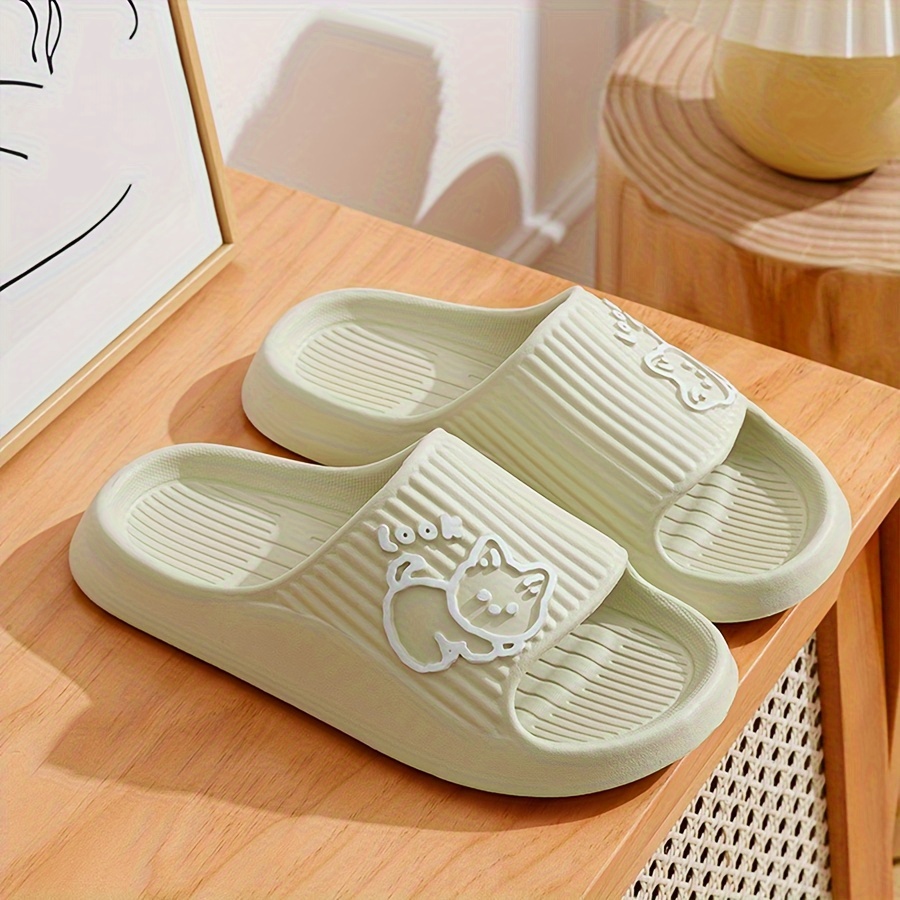 Unisex Cute Cartoon Decor Pillow Slides, Lightweight Soft Sole Home Bathroom Slides, Non-slip EVA Summer Beach Shoes