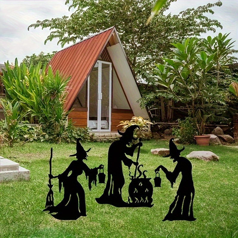 

Spooky Witch Metal Yard Art - Outdoor Halloween Decoration For Front Lawn, Creative Themed Garden Accent