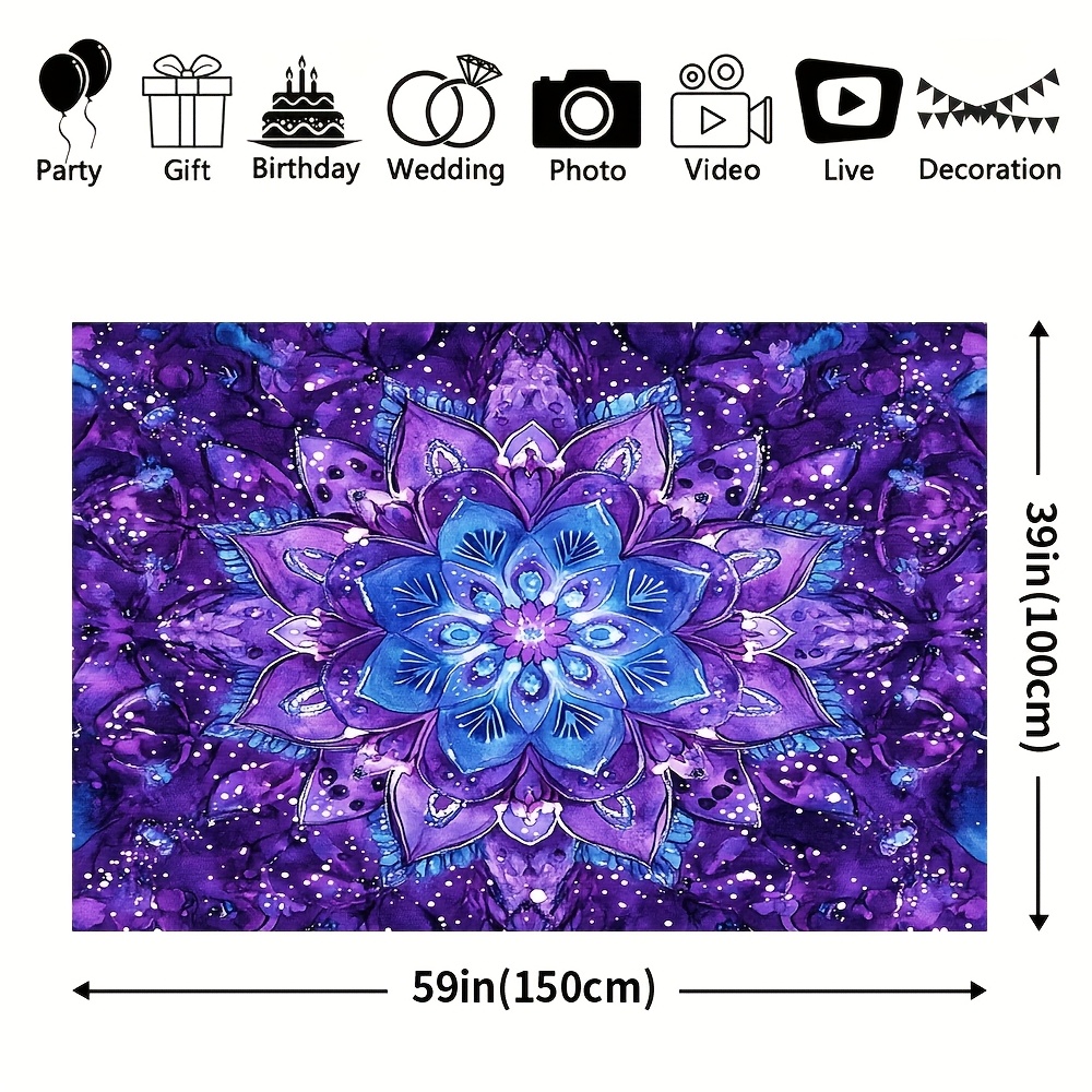 TEMU 1pc Boho Mandala Tapestry Backdrop Suitable For Indoor/ Parties, Weddings, Studios - (39x59in, 43x70in, 51x59in, 59x82in, 70.8x90.5in) Bohemian