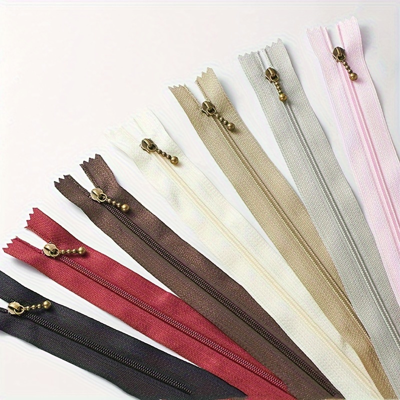 10pcs zippers 10pcs of bead shaped copper zippers for sewing handbags crafts colors for tailor crafts 15 20 25cm 5 9 7 87 9 84in