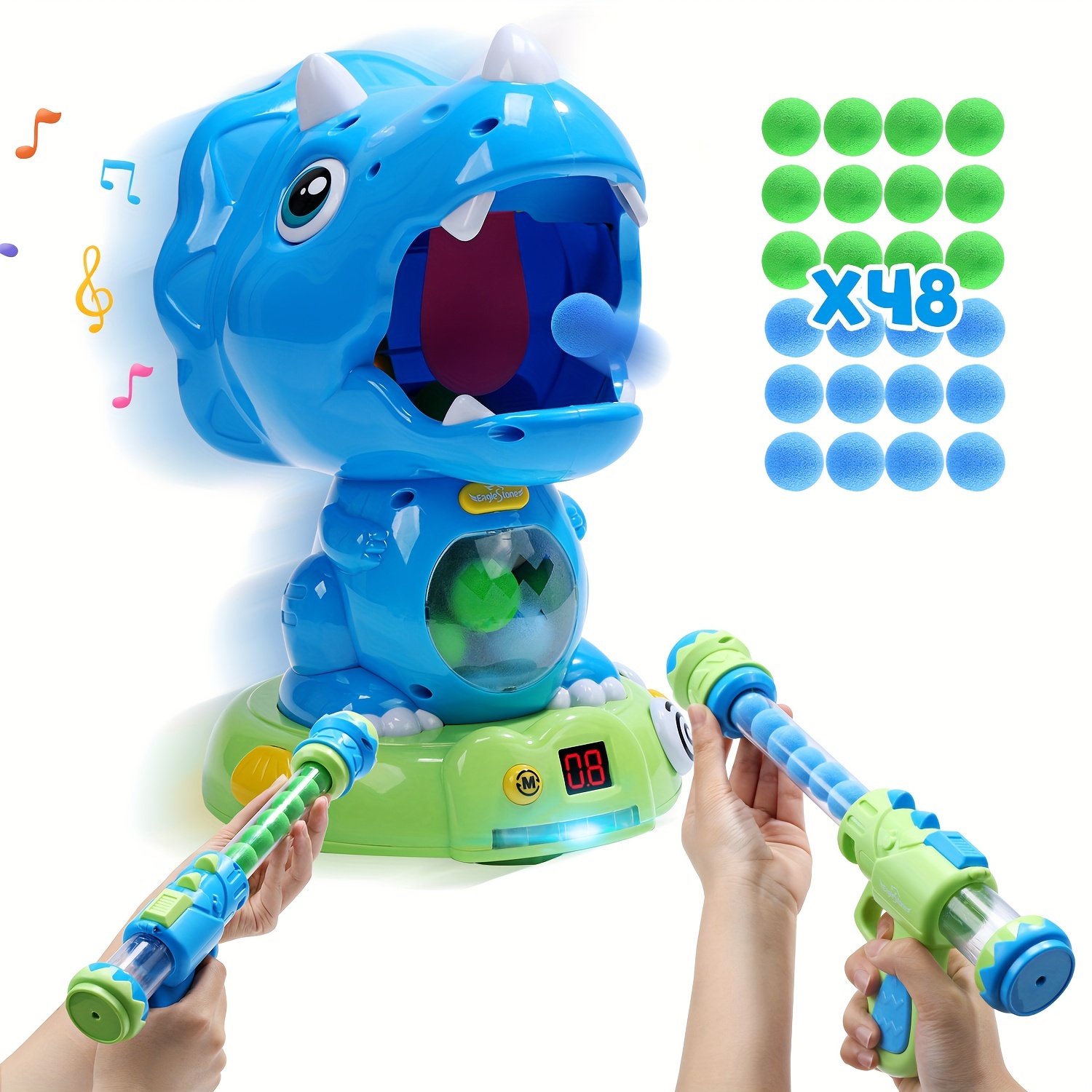 

Eaglestone Moveable Dinosaur Shooting Toys Triceratops Action Kids Shooting Games With Lcd Score Record&led Enhancing Hand-eye Coordination Toys For Boys And Girls