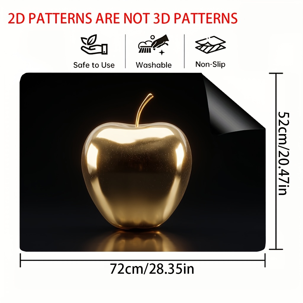 TEMU 1 pièce, Protège-plaque 2D Plat, Couleur Pomme - Doré, Tapis de Comptoir de Cuisine, Idéal pour les Cuisines - Compatible avec la Plupart des