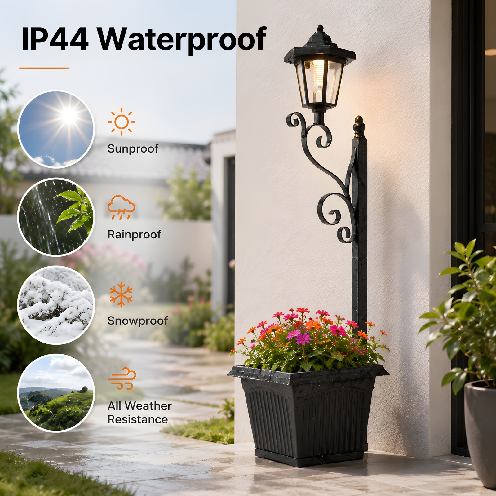TEMU 2/1 Pack Solar Lights With Square Pot, Outdoor Solar Wall Lamp, 2-in-1 Decorative , 3 Mounting , Ip44 Solar Light For Patio, Front Door, Lawn,