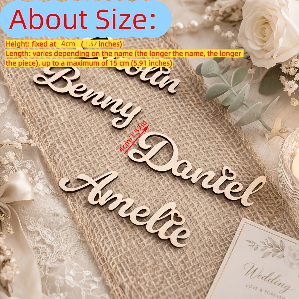 TEMU Personalized Wedding Name And Seat Card | Laser Cut Wooden/acrylic Guest Nameplate, Desktop And Seat Decoration For Weddings, Birthday Parties,