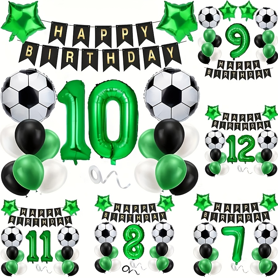 Football Balloons Birthday Party Decorations - Red And White Soccer Set Includes Banners Trophy Football Cake Topper And Balloons Suitable For Boys Sports Theme Party Supplies