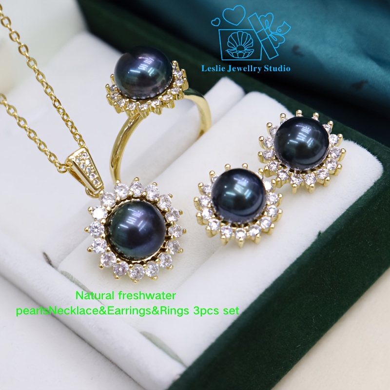 Freshwater Pearls Jewelry Set, 3pcs Gift for Women