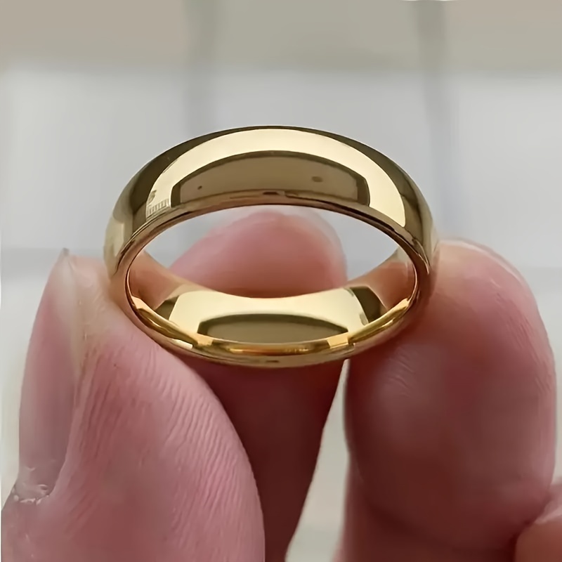 E-shop Klassischer Goldener Ehering - 6mm Gebogener Wolframstahl, 24K Goldplattiert, Elegantes Design für den & Besondere Anlässe
