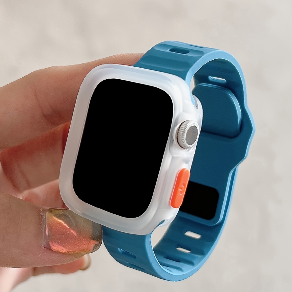 2pcs for Apple Watch Band & Case Combo - Adjustable Silicone Sport Strap with Hollow-Out Soft Protective Cover, Breathable Comfort Fit for Series 1-11/Ultra/SE, 38-49mm, Compatible with 40/41/42/44/45/46/49mm, Durable Protective Case Accessories