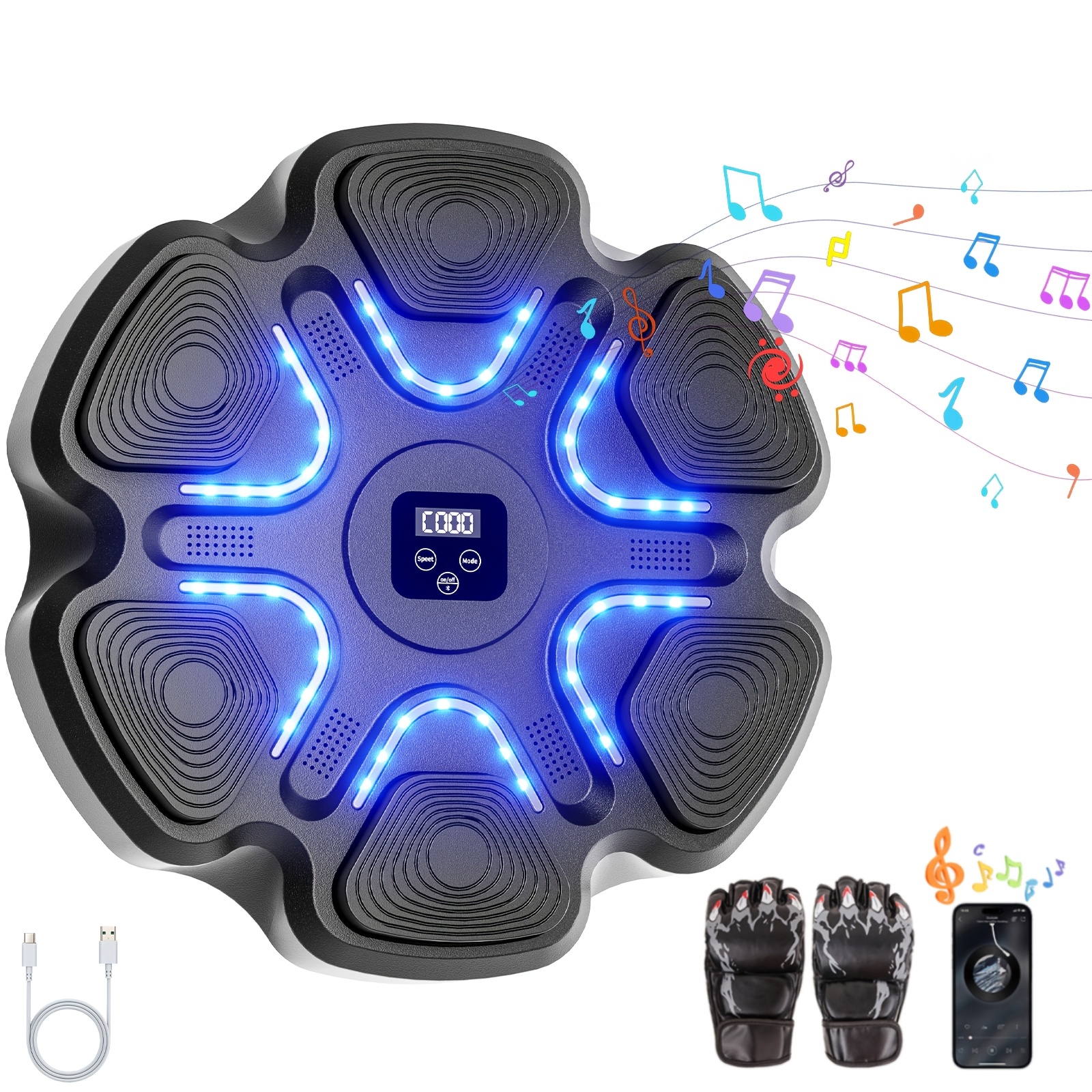 TEMU Macchina da Boxe con Guantoni da Boxe, Macchina da Boxe Montata a Parete, Attrezzatura da Boxe Intelligente, Macchina per Allenamento da Boxe, 9