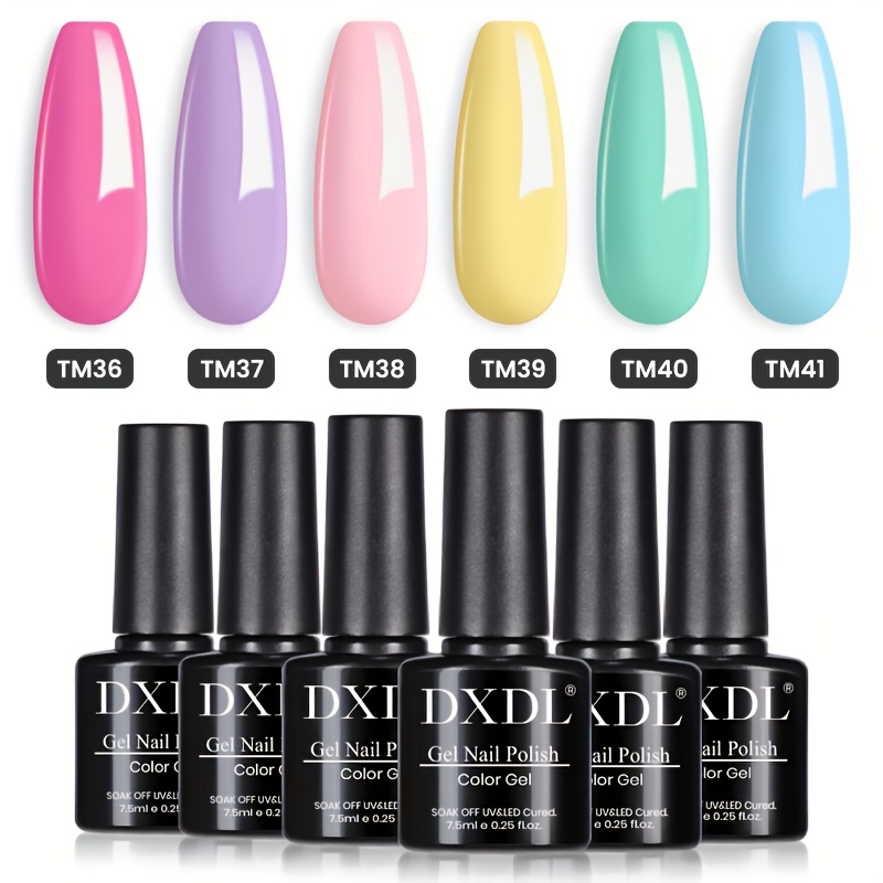 Image of Dxdl 6 Colors 7.5ml Pastel Gel Nail Polish Set, Pink Purple Blue Creamy Macaron Gel Polish Set, Spring Gel Nail Polish, Soak Off Light Manicure Salon Beginner At Home, Easter Gift