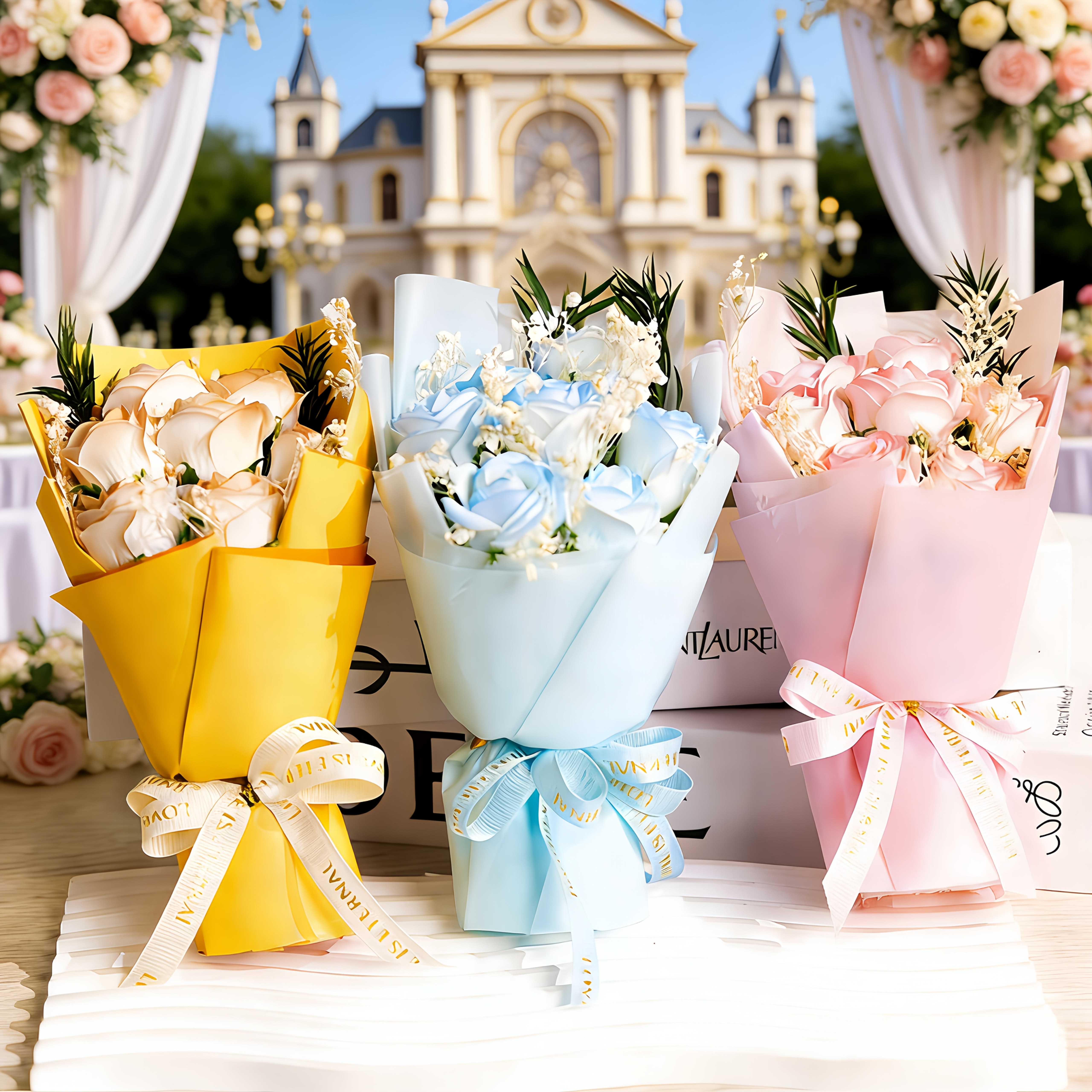 7 artificial roses deluxe rose bouquet gift box artificial - Temu Bahrain