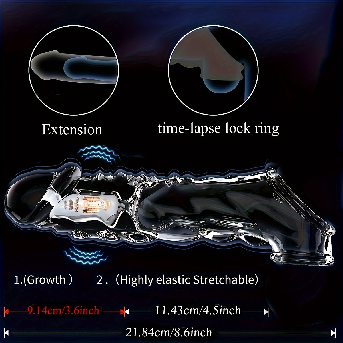 1pc Large Reusable Condom with Vibrator Ring, 3.6 Inches (About 9 Cm) Clear Condom Cock Ring Super Soft And for Couples Vibrating Dildos, for Men Sex Toys Dildo Vibrators Sex Toy