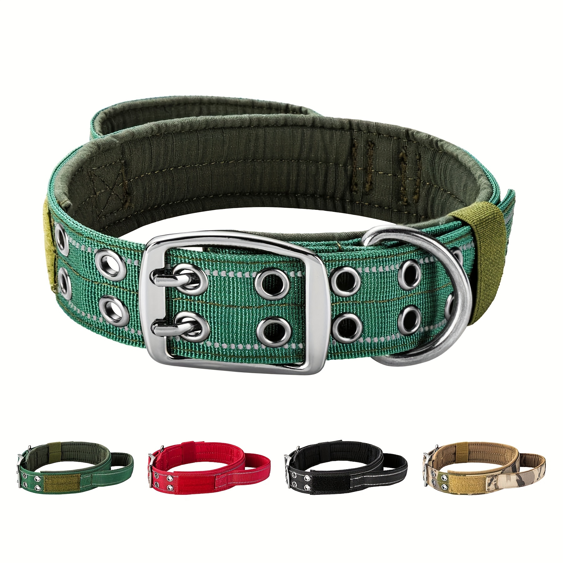 

Heavy Duty Tactical Dog Collar - Double Design With Handle For Medium & Large Dogs, Control & Comfort