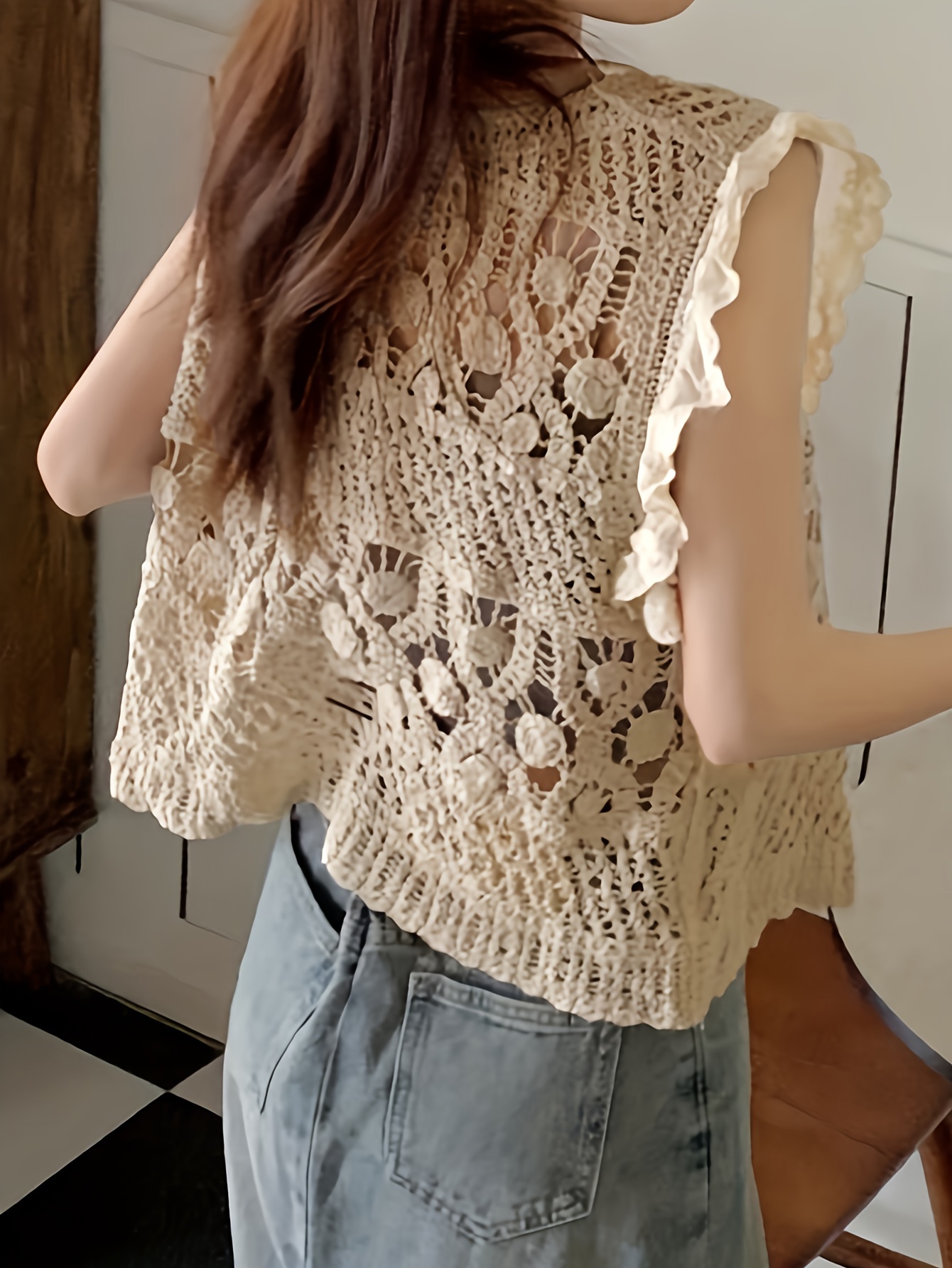 nowos かぎ編みニット　タンクトップ nowos かぎ編みニット タンクトップ