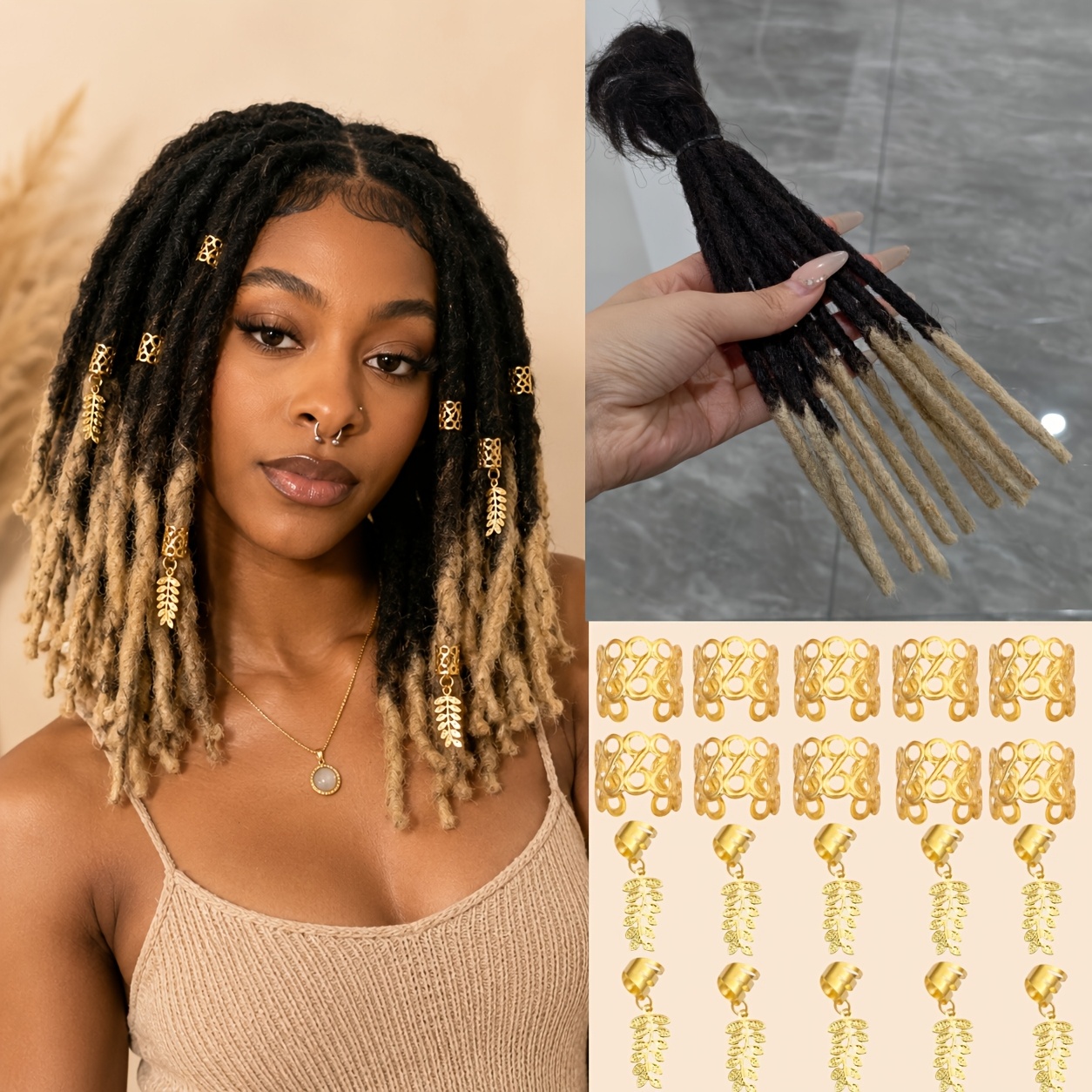 TEMU Extensions de dreadlocks en cheveux humains 0,6 cm, 10 / pour homme/femme, faits à , extensions Loc permanentes, boucles et peuvent teintes,
