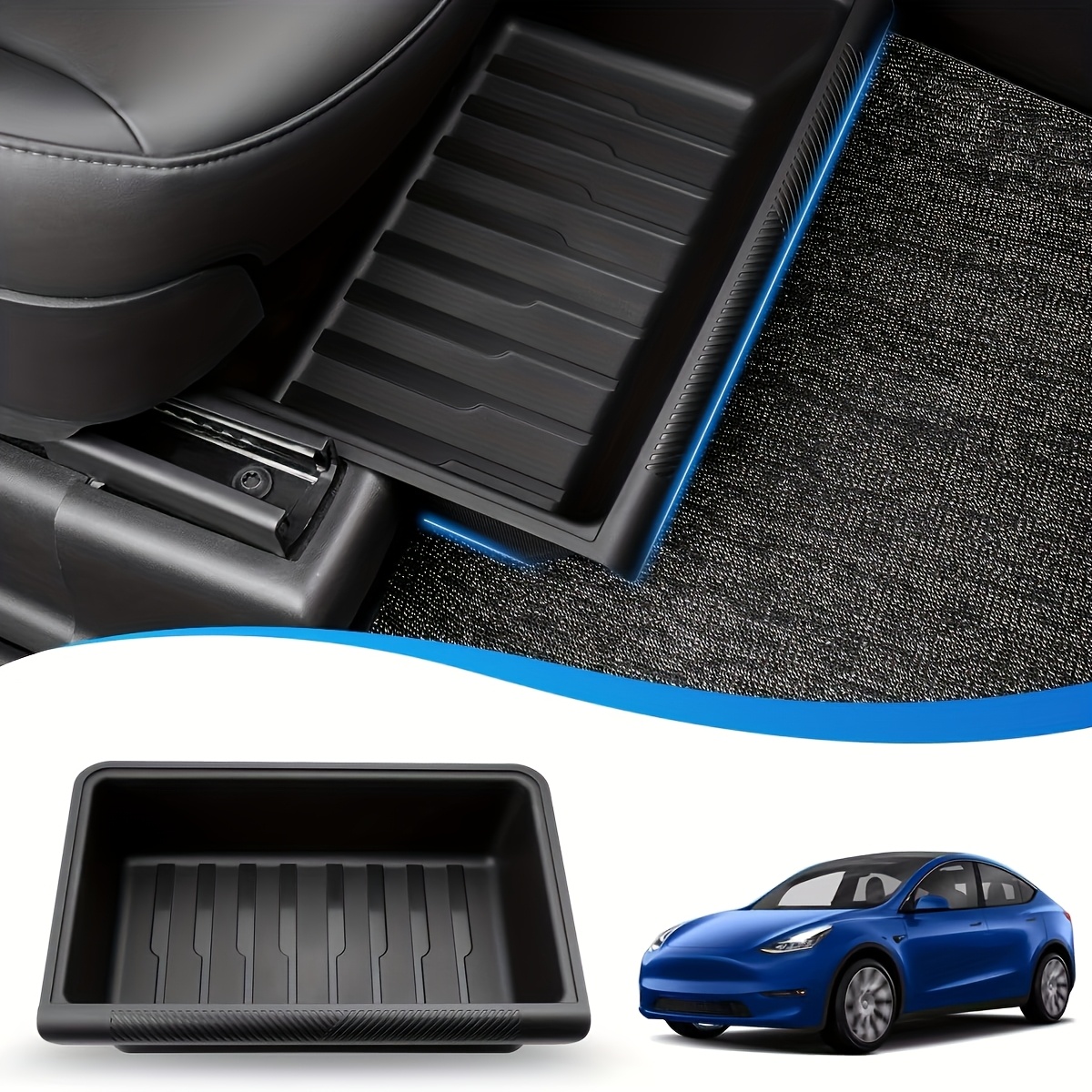 

2-pack For Tesla 2021-2024 Waterproof For Seat Under Storage Box With Organizer - Driver And Side Sliding Hidden Compartment, Rubber Material, Space-saving Design