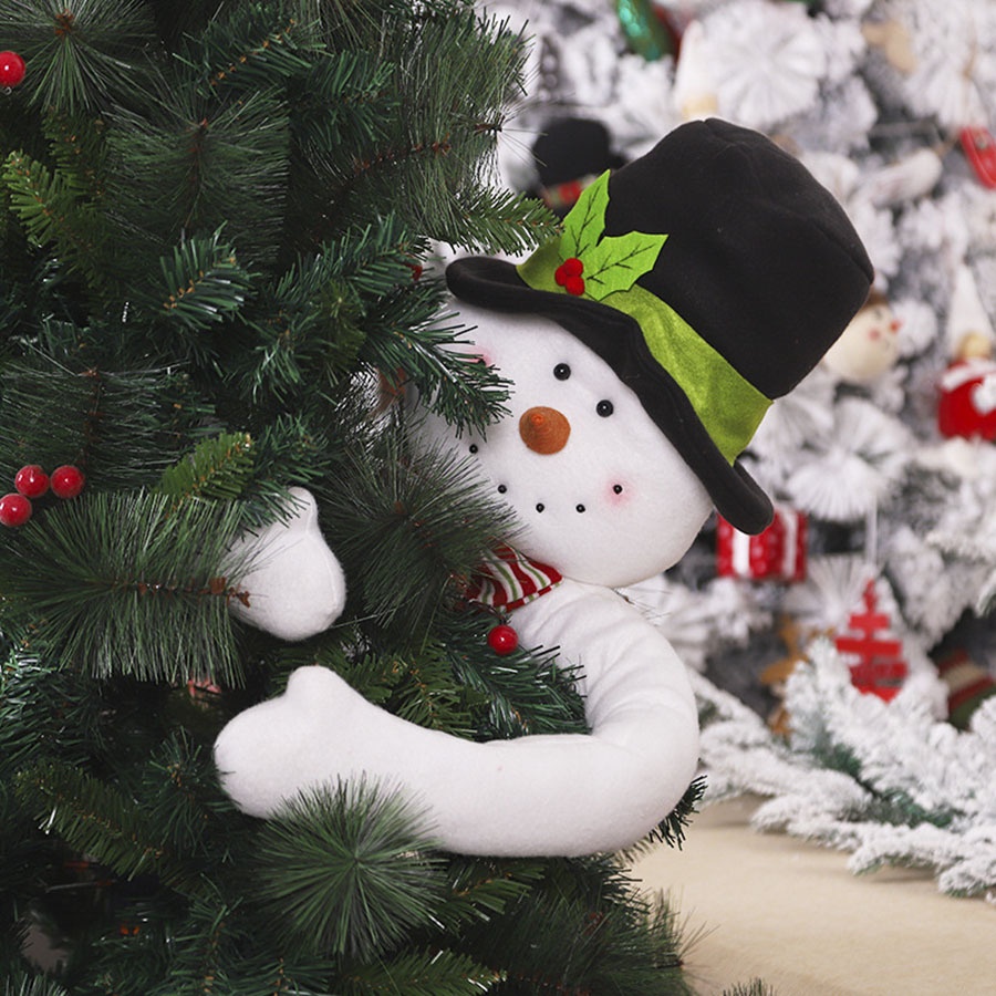 TEMU 1 stuks, Kerstman/Sneeuwpop Knuffelaar Kerstboomtopper Vakantiedecoratie, met een Hoed en Beweegbare Armen, Uniek Ontworpen Feestelijk Ornament