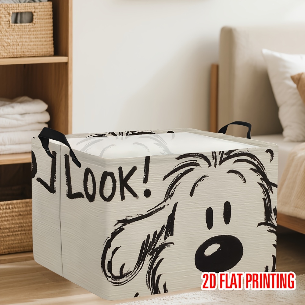 TEMU 1pc Dokriy Adorable 2d Graphic Design Pattern. This Extra-large, Collapsible Storage Bin Comes With Strong Handles, Making It Ideal For Sorting