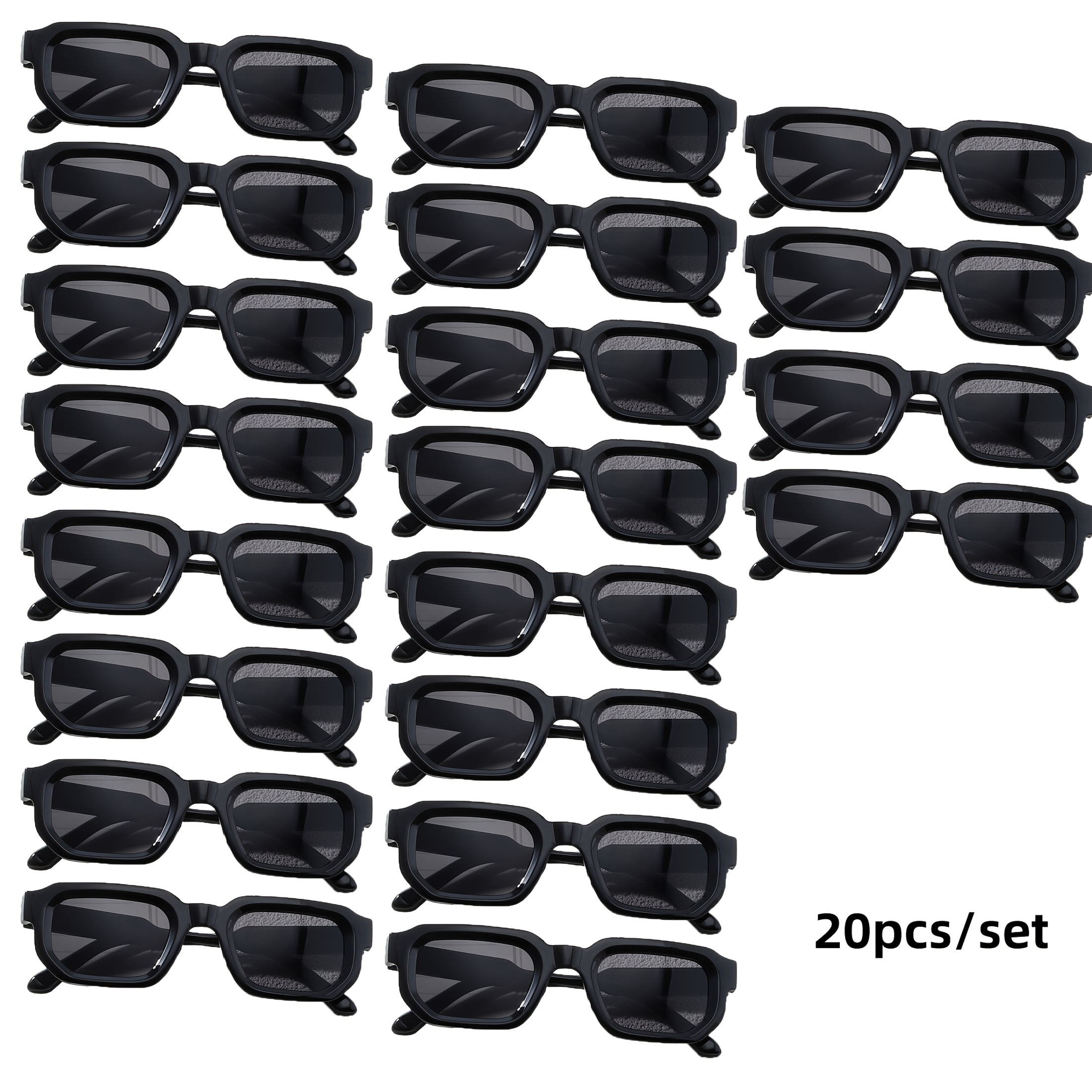 

20pcs Men's Retro Frame Square Fashion Glasses - Sleek Black, Uv Protection Pc Lenses For Daily , Club Parties & Photos, Best For Christmas