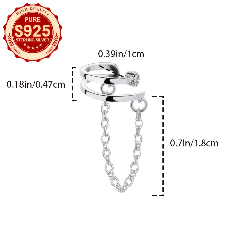 Women's Polished Double-layer Chain Clip-on Earrings