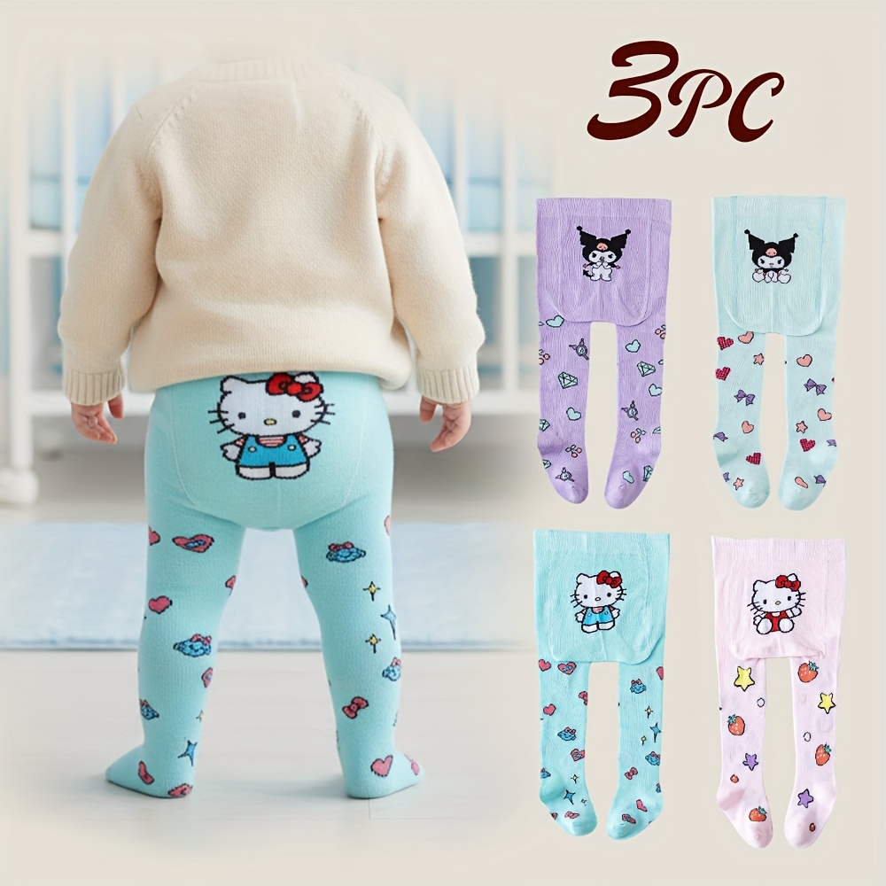 3-Pack Sanrio Thermische Leggings voor Kitty - Zachte Gebreide Panty's met Schattig Cartoon Ontwerp, Thermische Winterbroek voor Meisjes, Machinewasbaar, Perfect voor Herfst/Winter, Winter Leggings | Speels Ontwerp | Zachte Stof